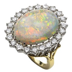 Opal and Diamond White Gold Cluster Ring Opal and Diamond White Gold Cluster Ring