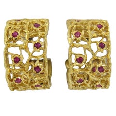 Buccellati Ruby Gold Hoop Earrings 