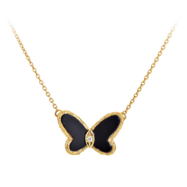 VAN CLEEF & ARPELS 18K White Gold Turquoise Sweet Alhambra Butterfly  Pendant Necklace 179353 | FASHIONPHILE