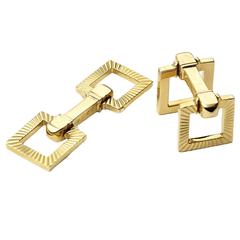 Cartier Gold Square Stirrup Cufflinks