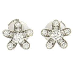 Van Cleef & Arpels Socrate Diamond Gold Flower Stud Earrings