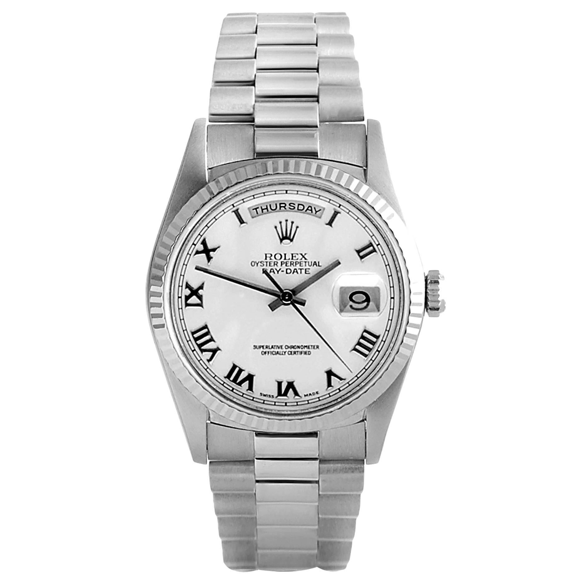 Rolex White Gold Oyster Perpetual Day-Date President Wristwatch