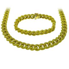 Gold Link Necklace and Bracelet Set