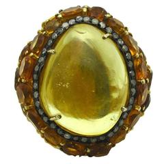 Citrine Diamond Gold Ring 8