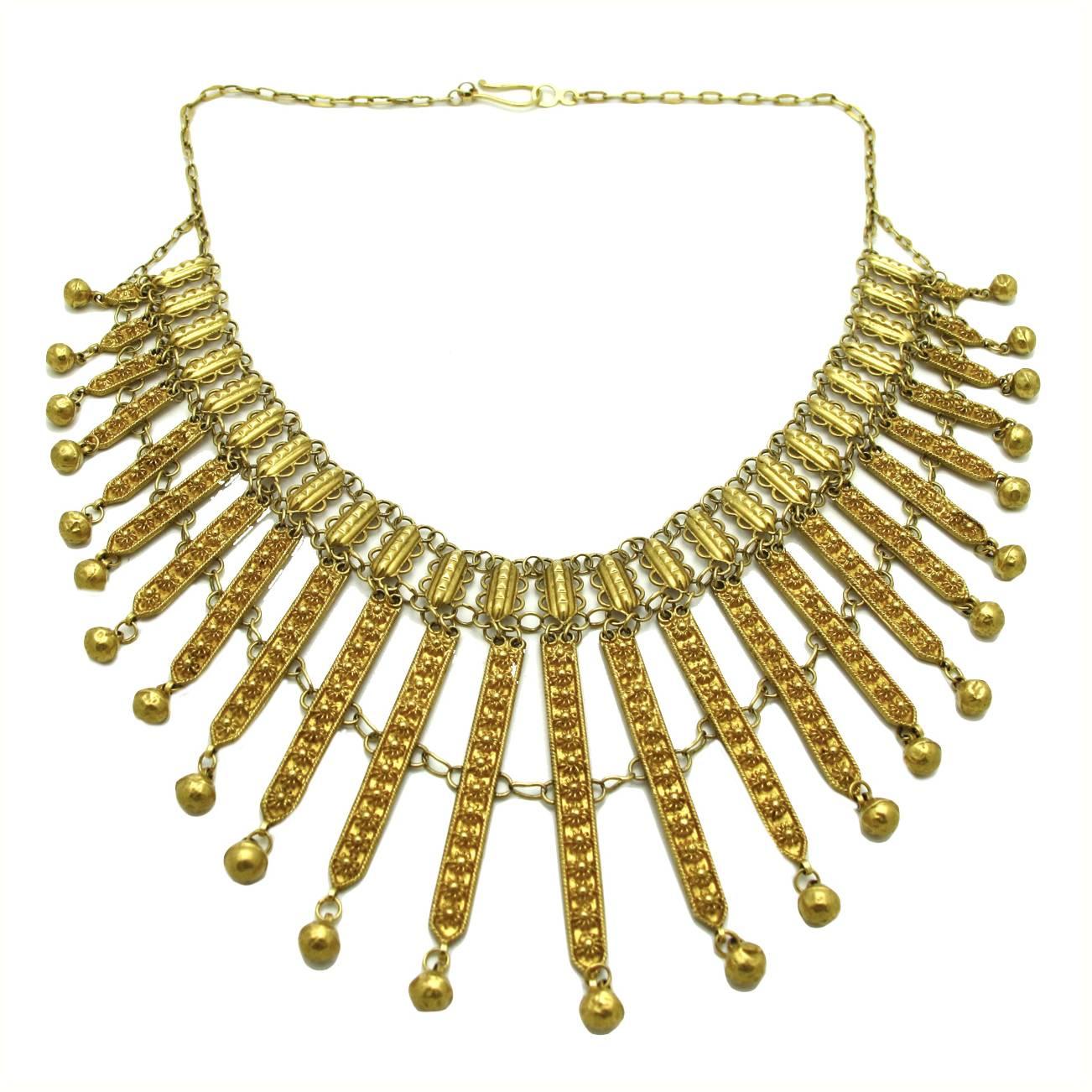 Persian Gold Filigree Choker Necklace