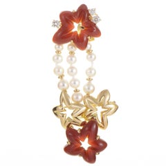 Chaumet Gemstone Gold Floral Pin