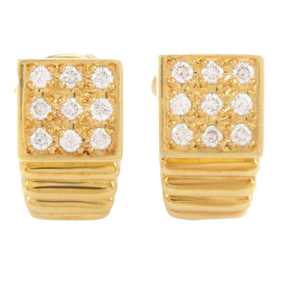 Dior Yellow Gold Diamond Huggie Earrings
