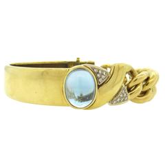 Manfredi Gold Aquamarine Cabochon Diamond Bracelet
