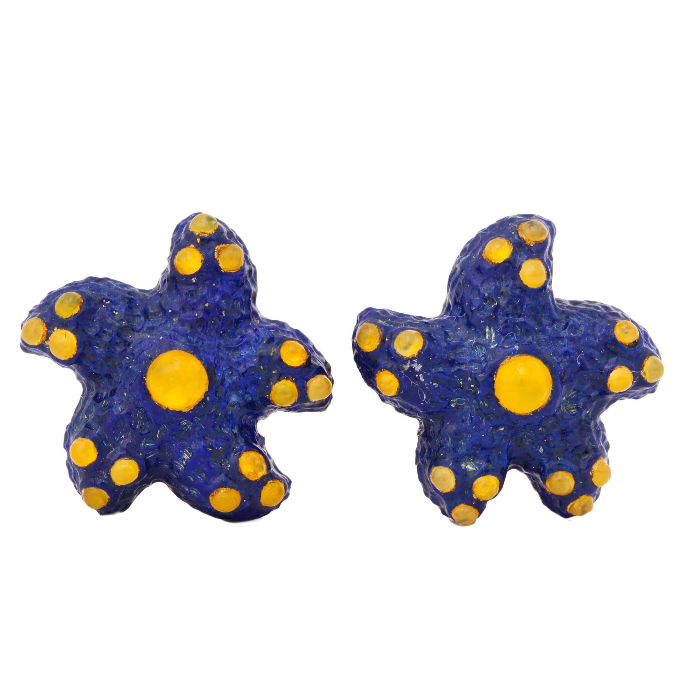 Michael Kanners Lapis Lazuli Gold Sea Star Cufflinks