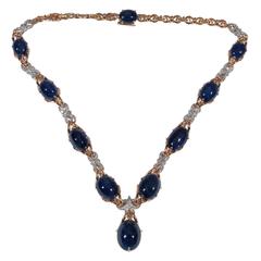 Sapphire Diamond Bicolored Gold Necklace 1