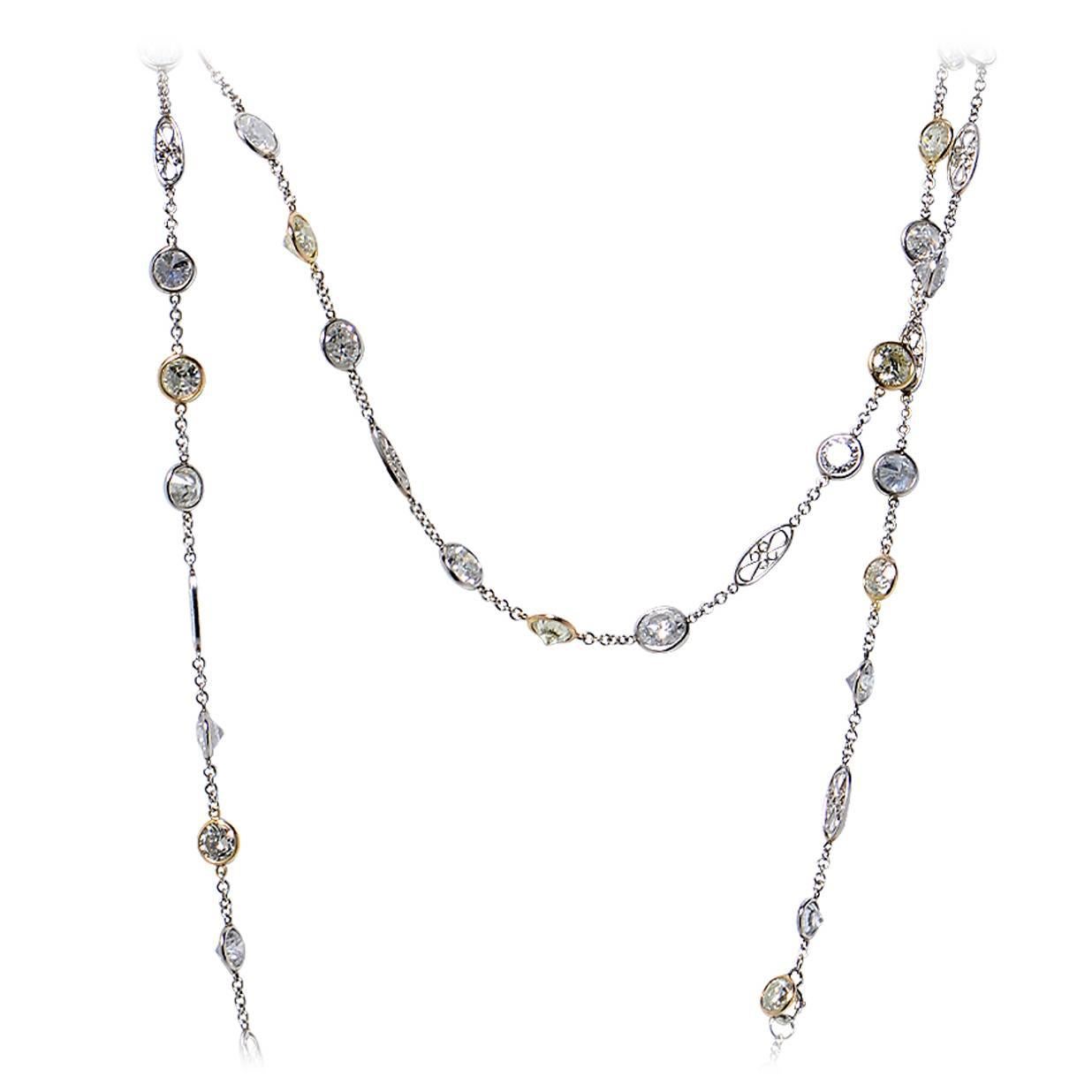 Collier de diamants de couleur au mètre avec diamants 35,35 carats