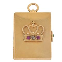 La Cloche Emerald Ruby Diamond Gold Double Locket
