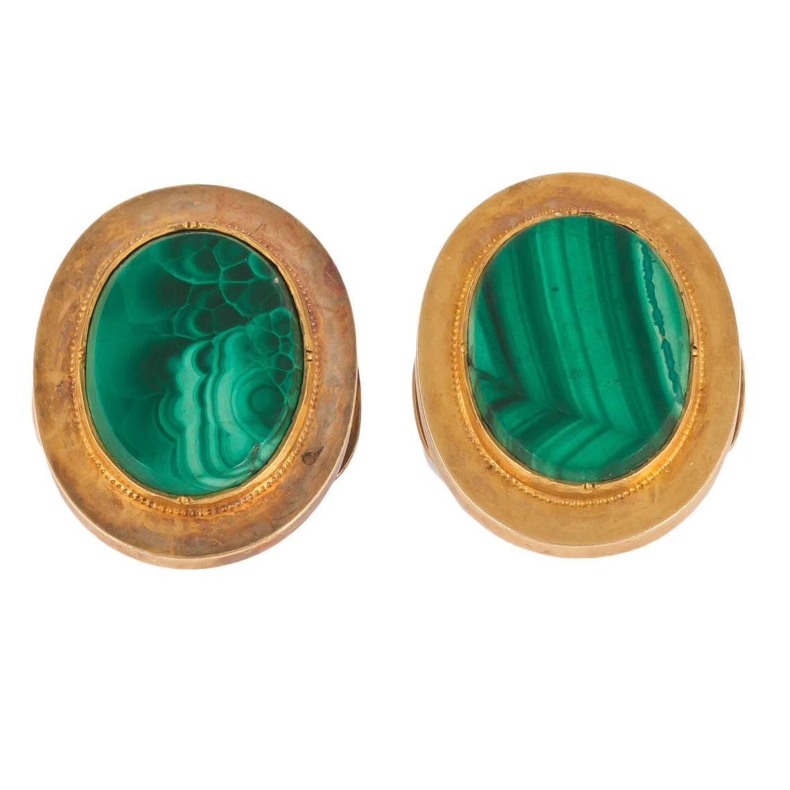 Russian Malachite studs For Sale