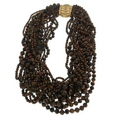 Tiger's Eye Bead Multi Strand Necklace with Gold Clasp 5