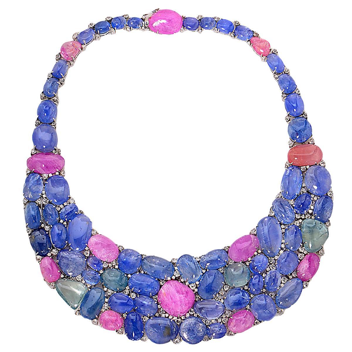 775 Carat Sapphire and Diamond Necklace