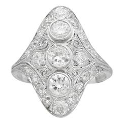Antique 1920s Old Mine Cut Diamond Princess Ring