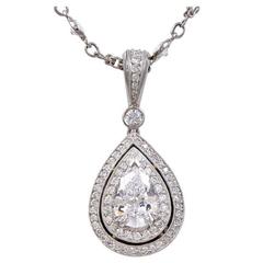 Michael Beaudry Pear-Shaped Diamond Pendant with Diamond Platinum Chain