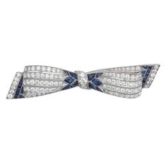 1930s Tiffany & Co. Diamond and Sapphire Bow Brooch