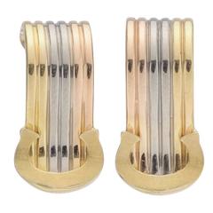 Cartier Tri-Color Gold "C" Hoop Earrings 11