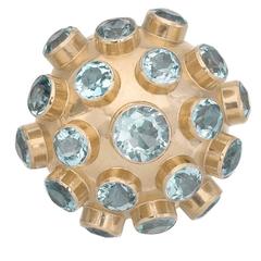 Aquamarine Sputnik Style Brooch