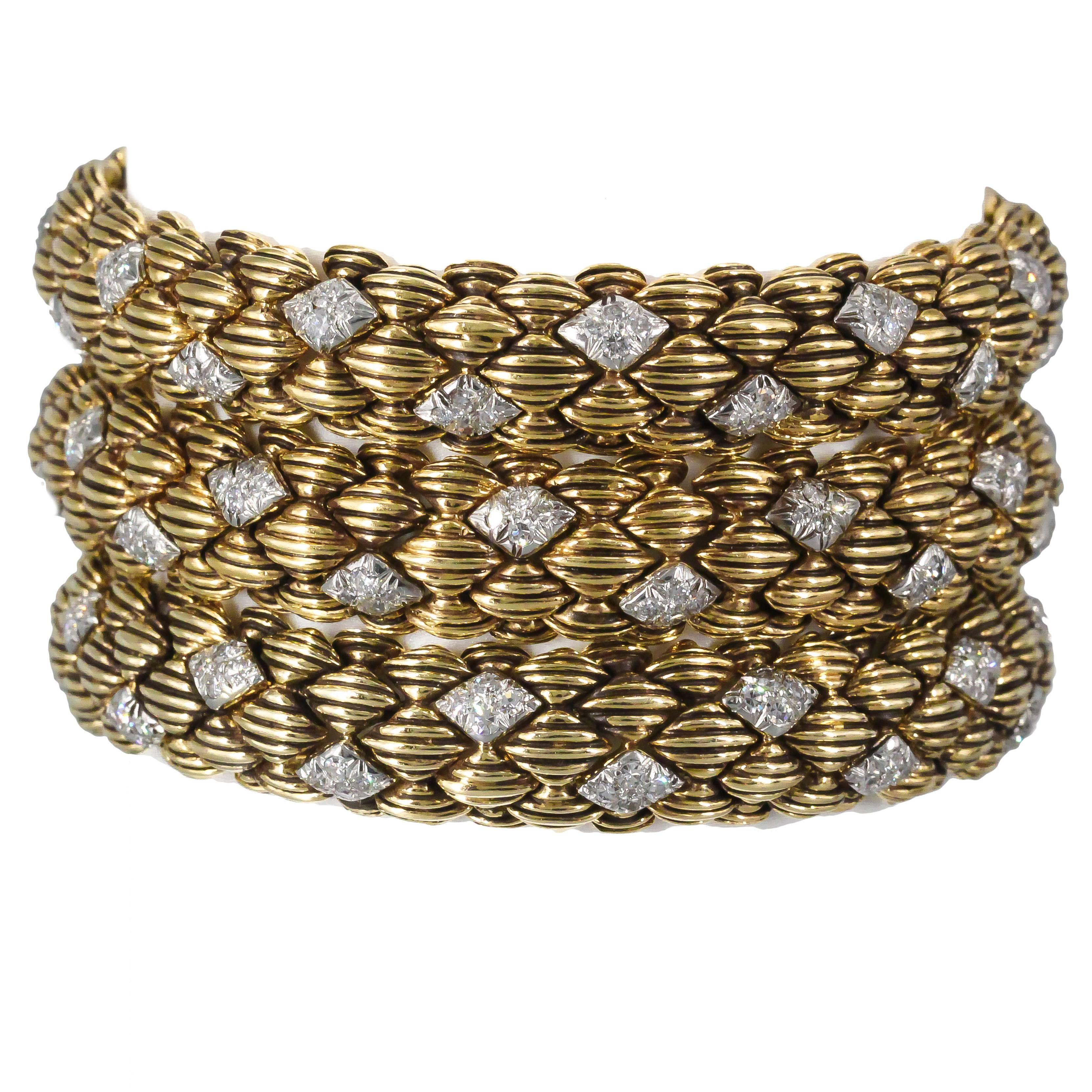 David Webb, ensemble de 3 bracelets à maillons en or 18 carats avec diamants en vente