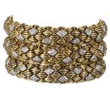 David Webb Three-Diamond Gold Link Bracelets