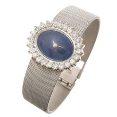 White Gold Diamonds and Lapis Ladies Watch 1970s