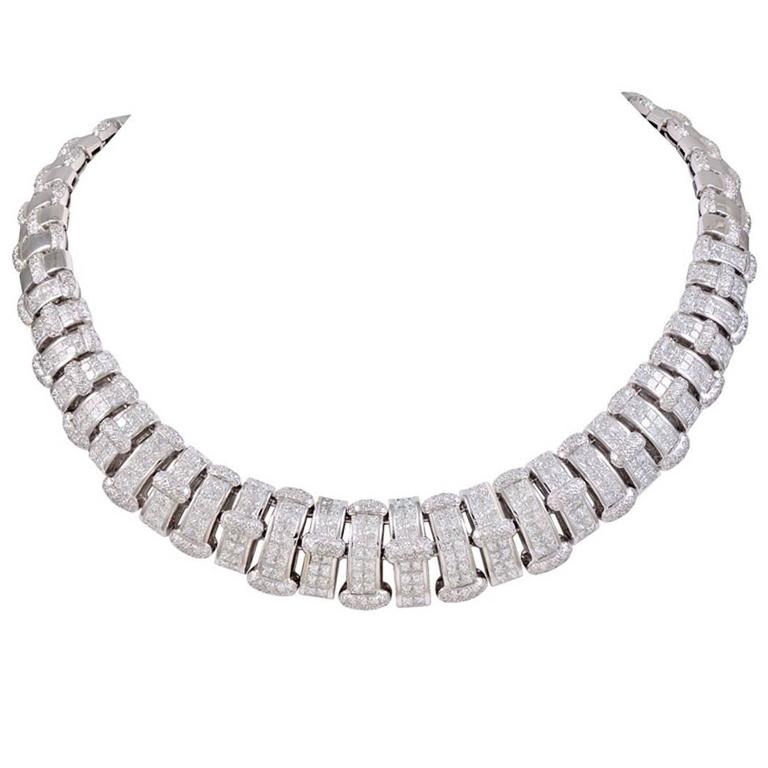 Diamond Gold Collar Necklace For Sale