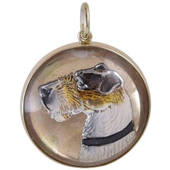 Wire Hair Fox Terrier Reverse Crystal Antique Gold Cham