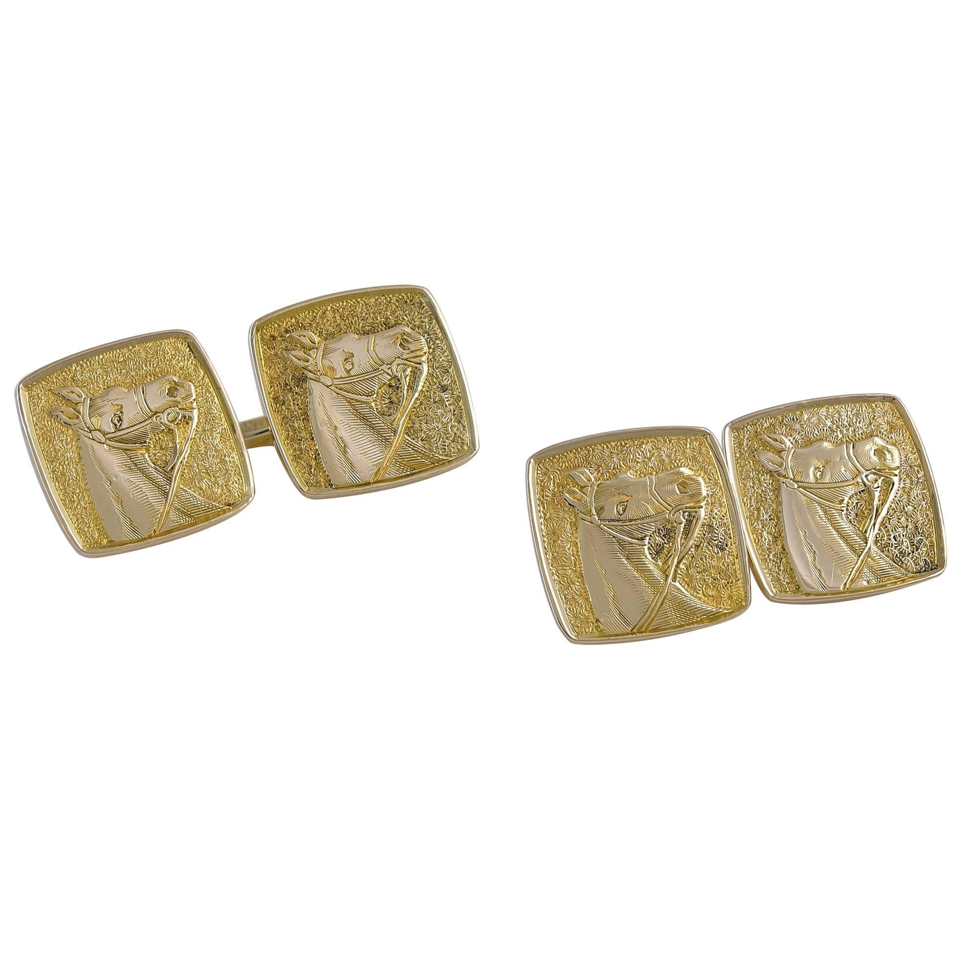 Tiffany & Co. Boutons de manchette cheval en or en vente