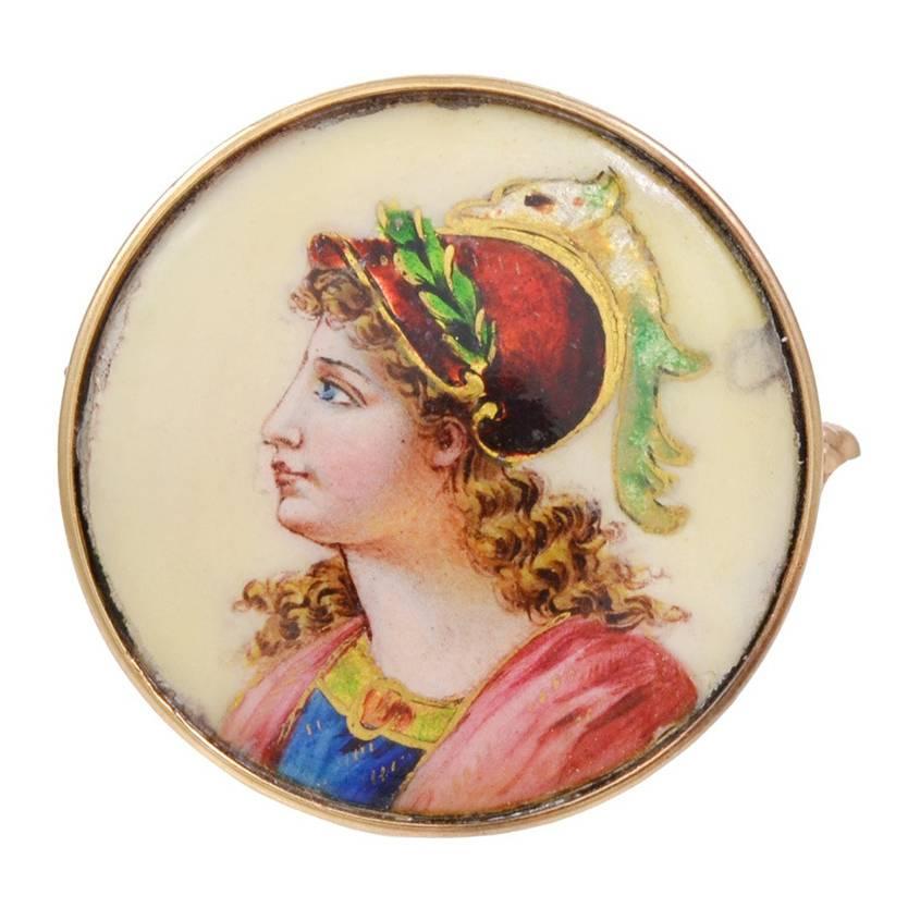 Victorian Enamel Gold Brooch and Pendant