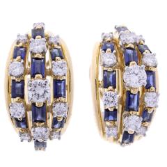 Oscar Heyman Sapphire Diamond Gold Earrings