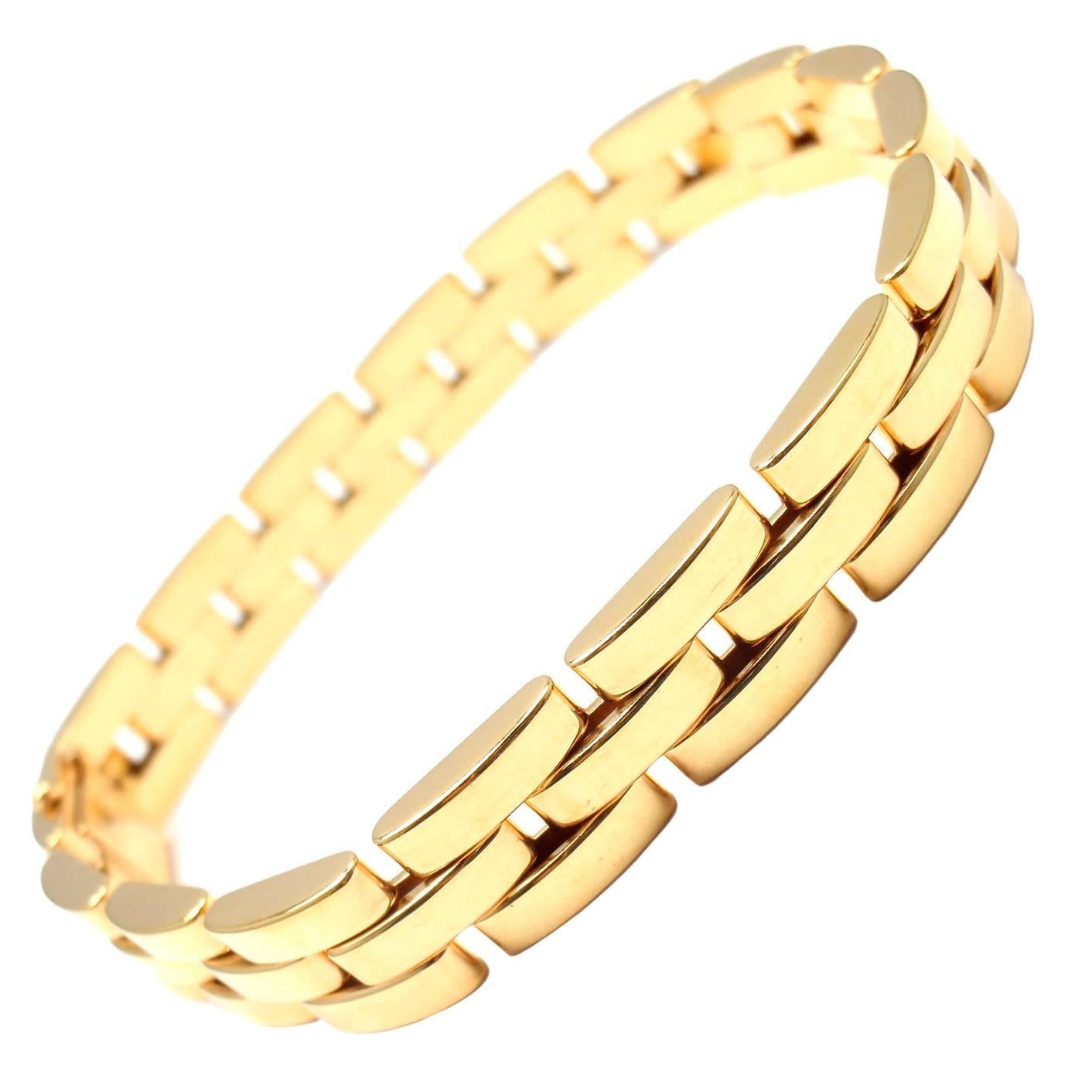Cartier Maillon Panthere 3 Row Link Gold Bracelet 