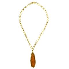 Vintage Anthony Nak Teardrop Fire Opal Gold Necklace