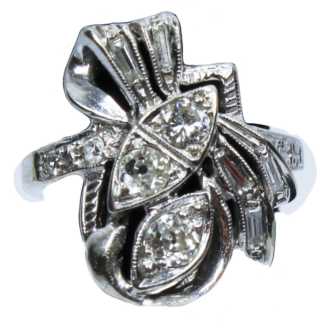 Diamond White Gold Bow Ring