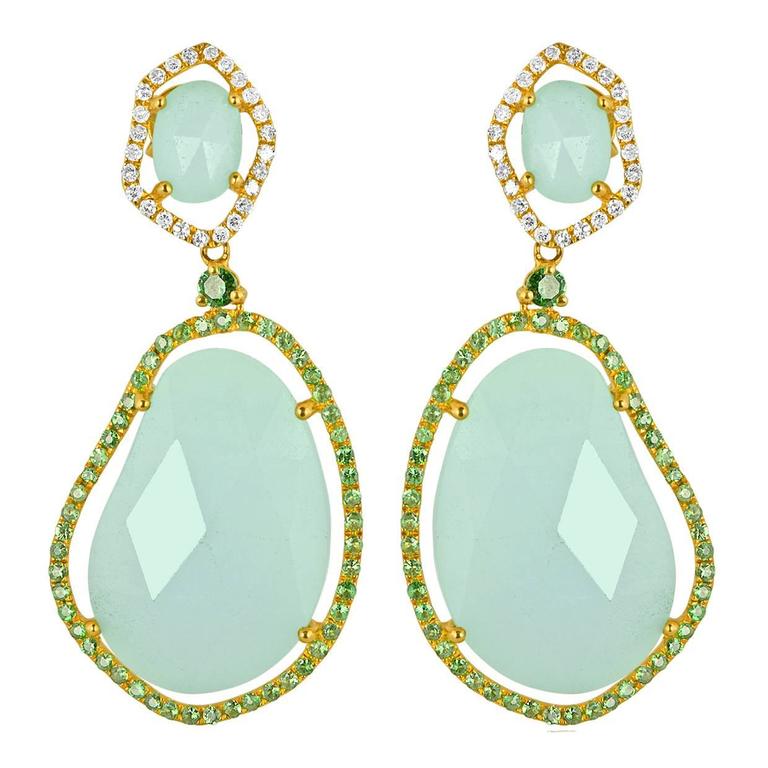 Ite Green Garnet Diamond Gold Earrings For At 1stdibs Ite Green Garnet Diamond Gold Earrings For