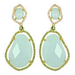 Boucles d'oreilles en or avec diamants et grenat vert amazonite de 30,36 carats