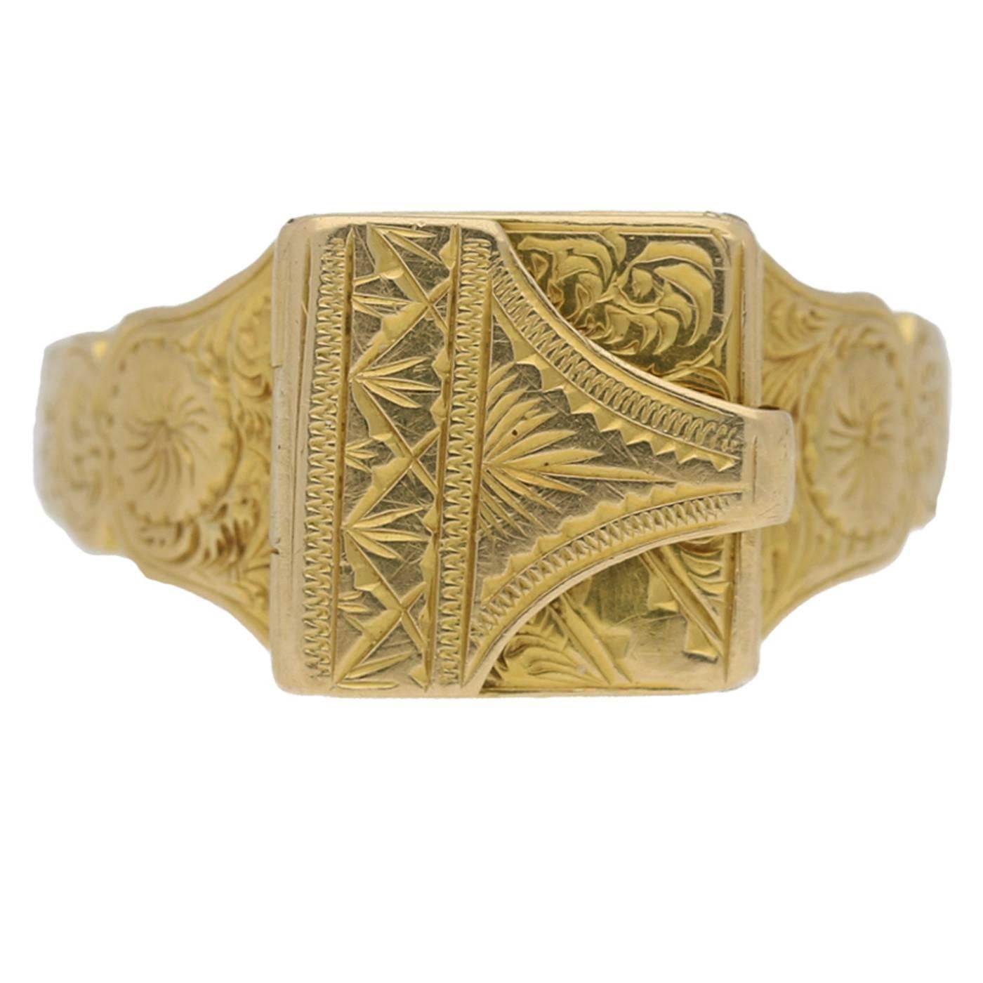 English Gold Locket Ring c1917 For Sale