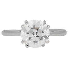 1950s 2.03 Carat Solitaire Old Cut Diamond Platinum Ring 7