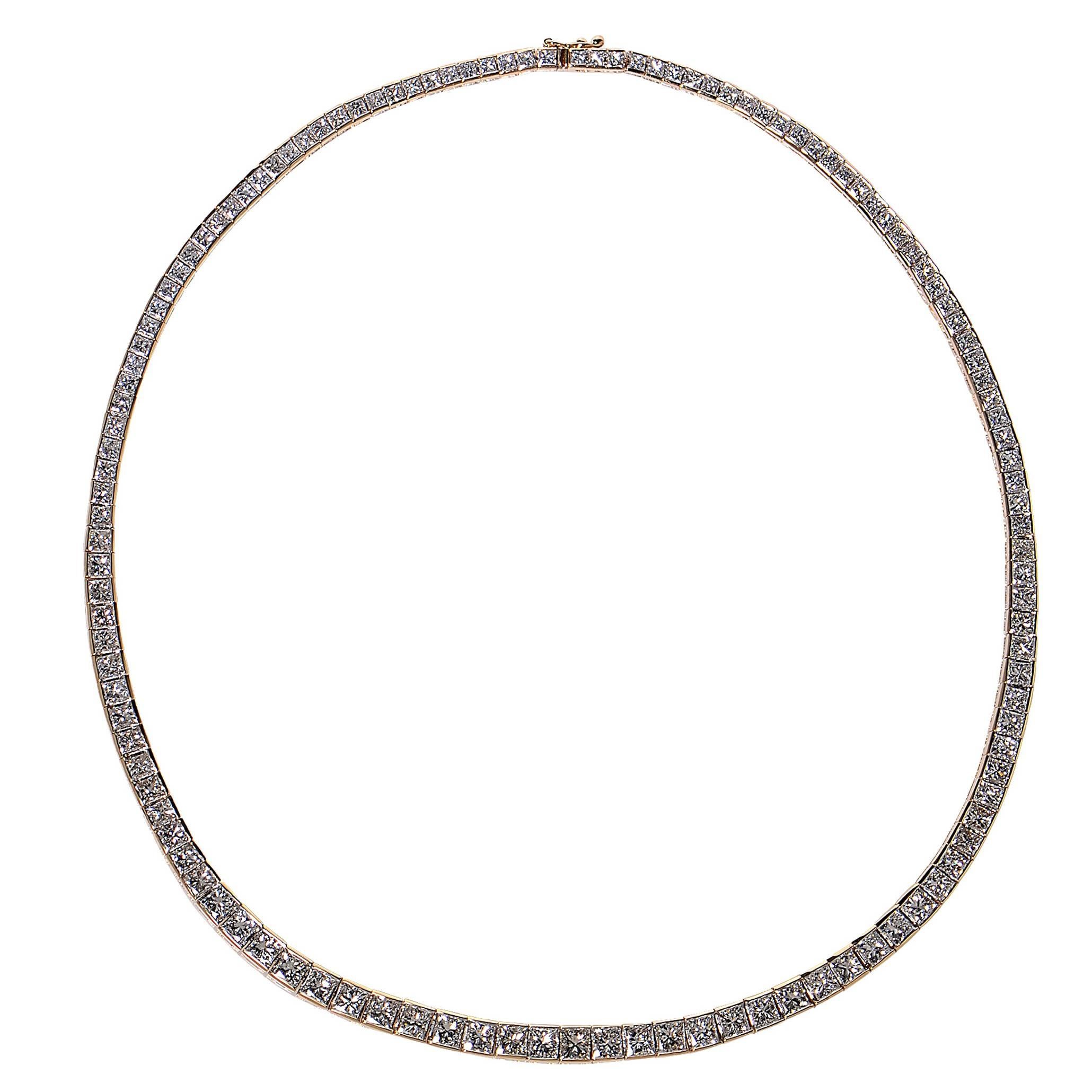 Princess Cut Diamond Gold Necklace