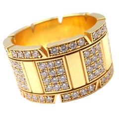Retro Cartier Large Model Tank Francaise Diamond Gold Band Ring