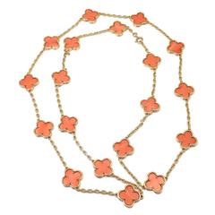 Van Cleef & Arpels Coral Alhambra Gold Necklace