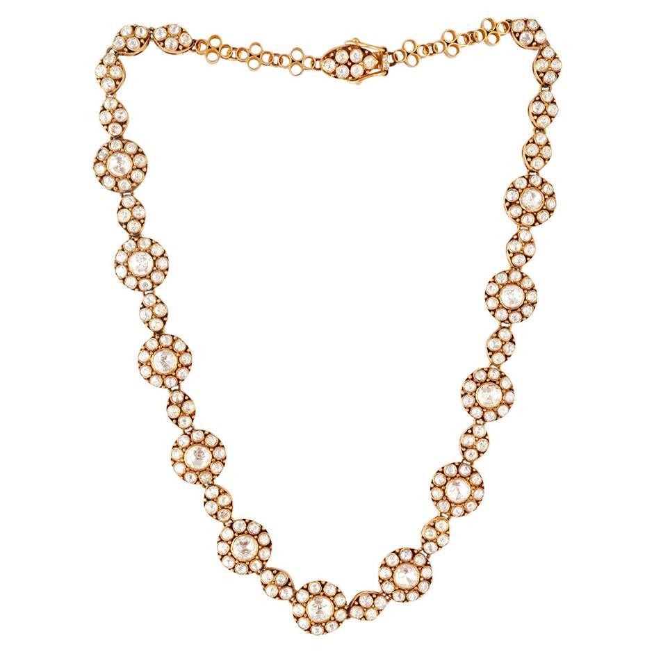 Evergreen Stunning Rosecut Diamond Gold Necklace