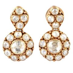 Rose Cut Diamond Gold Drop Earrings 10