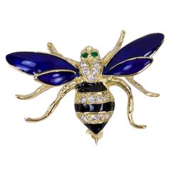 Beautiful Enamel Diamond Gold Bee Fly Brooch Pin 11