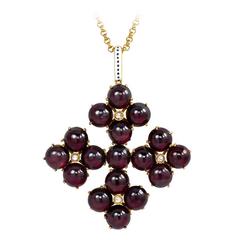 Antique Phillips London Garnet Gold Maltese Cross Pendant 11