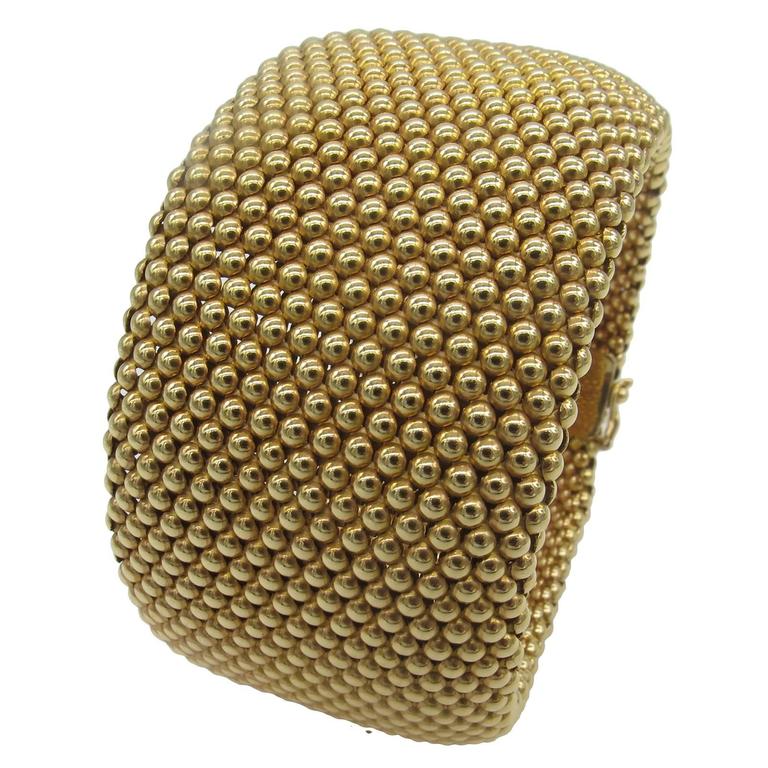 Magnificent Wide Gold Bracelet For Sale at 1stDibs