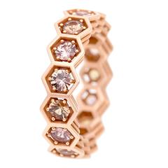 Mixed Peach Sapphires Gold Eternity Ring