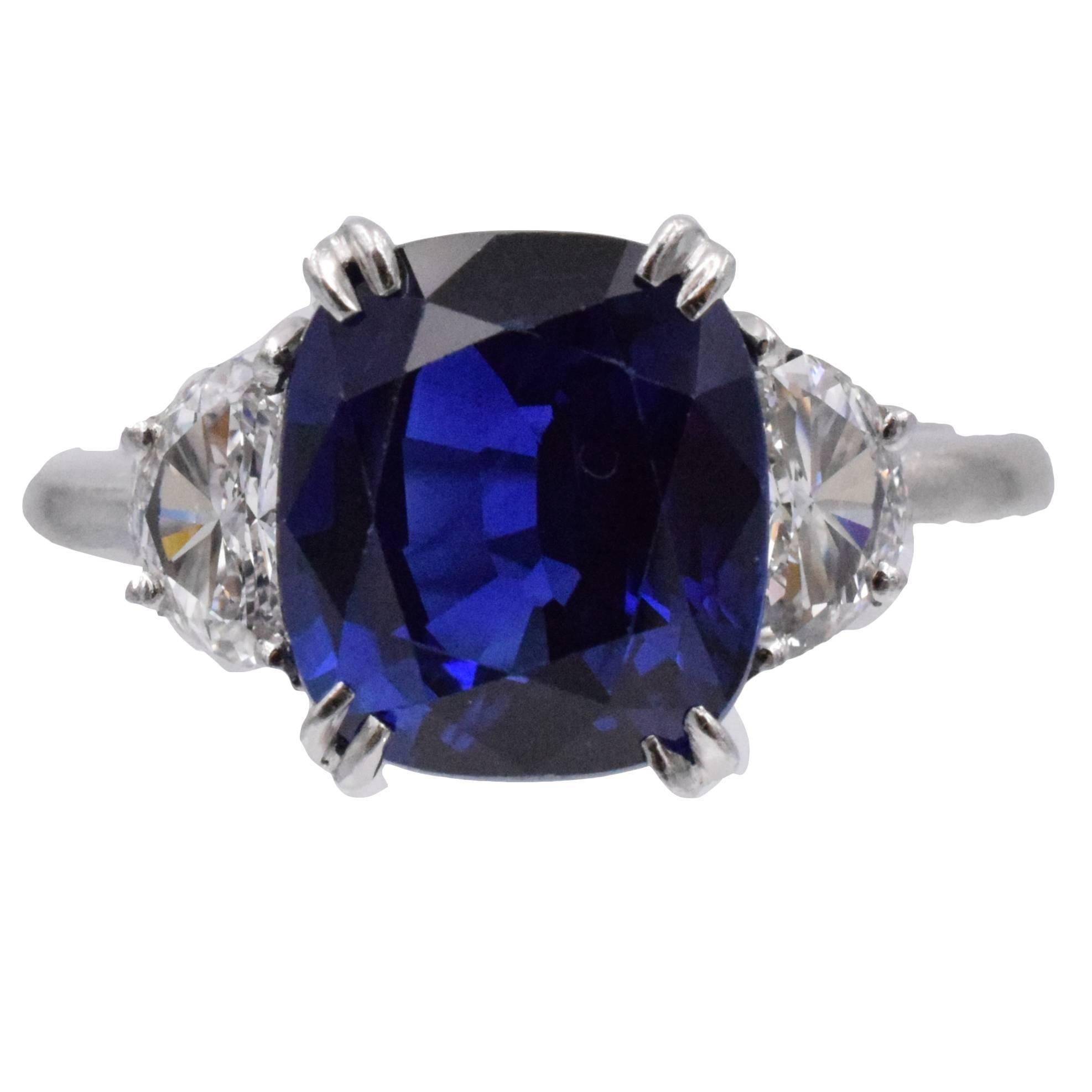 AGL Certified Sapphire Diamond Solitaire Ring