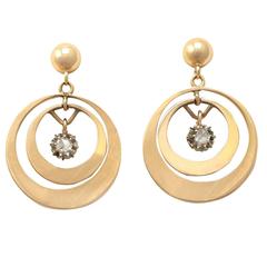 0.30Ct Diamond and 18k Yellow Gold Drop Earrings - Antique Circa 1930 9